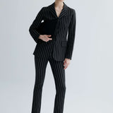 Vintage Moschino Jeans Pinstripe Pantolon Ceket Takım