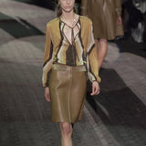 Vintage Gucci by Tom Ford F/W 2000 Runway Leather-Trimmed Yün Mini Etek