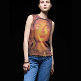 Vintage Vivienne Tam Buddha Print Mesh Bluz