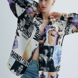 Vintage Moschino Power & Glamour Print Gömlek