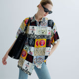 Vintage Moschino No to Racism Print Gömlek