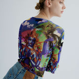 Vintage Jean Paul Gaultier Shiva Print Mesh Bluz