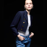 Vintage Yves Saint Laurent Cropped Militer Yün Ceket
