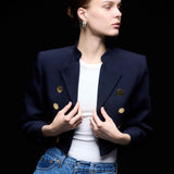 Vintage Yves Saint Laurent Cropped Militer Yün Ceket
