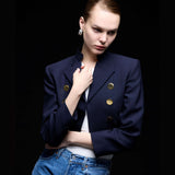 Vintage Yves Saint Laurent Cropped Militer Yün Ceket