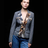 Vintage John Galliano İpek Detaylı Çizgili Ceket