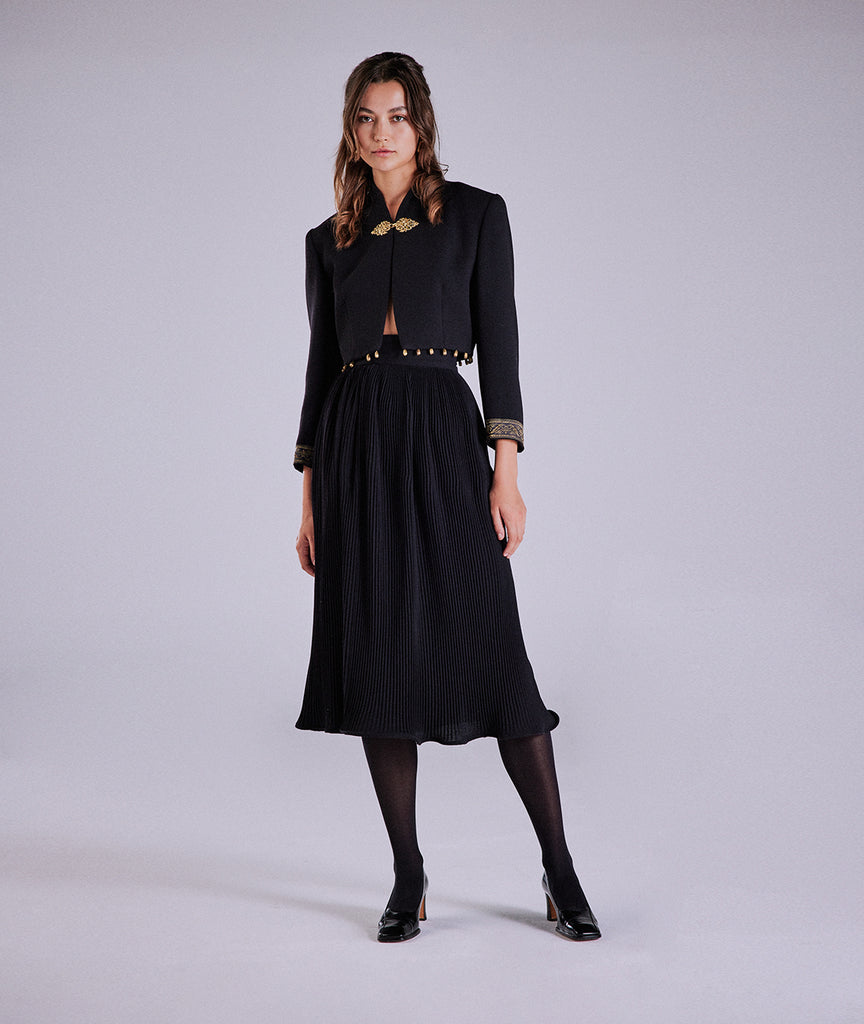 $ Lolita Lempicka 黒ジャケット 38 LOLITA LEMPICKA - Black Jacket With Wide Collar and Tone on