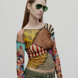 Jean Paul Gaultier S/S 2003 Cultures of the World Patchwork Mesh Bluz