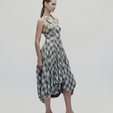 Vintage McQ Alexander McQueen S/S 2007 Plaid Lurex Halter Balon Elbise