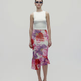 Vintage Dolce & Gabbana S/S 2001 Runway Documented Flower Ruffle İpek Etek