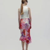 Vintage Dolce & Gabbana S/S 2001 Runway Documented Flower Ruffle İpek Etek