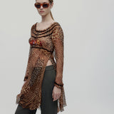 Vintage Blugirl by Blumarine Leopard İpek Tunik (c. 2002–2004)