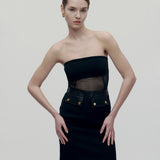 Vintage Gucci by Tom Ford F/W 2000 Runway Leather-Trimmed Yün Mini Etek