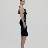 Vintage Dolce & Gabbana S/S 1999 Wet Look Bamboo Backless Elbise