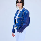 Vintage Patchwork Cropped Süet Ceket