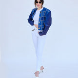 Vintage Patchwork Cropped Süet Ceket