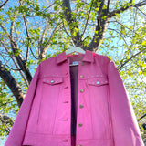 Vakko Pink Studded Leather Jacket 