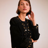 Vintage Gold Zımba Detaylı Cropped Süet Ceket