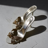 Valentino Gold Heeled Slippers 